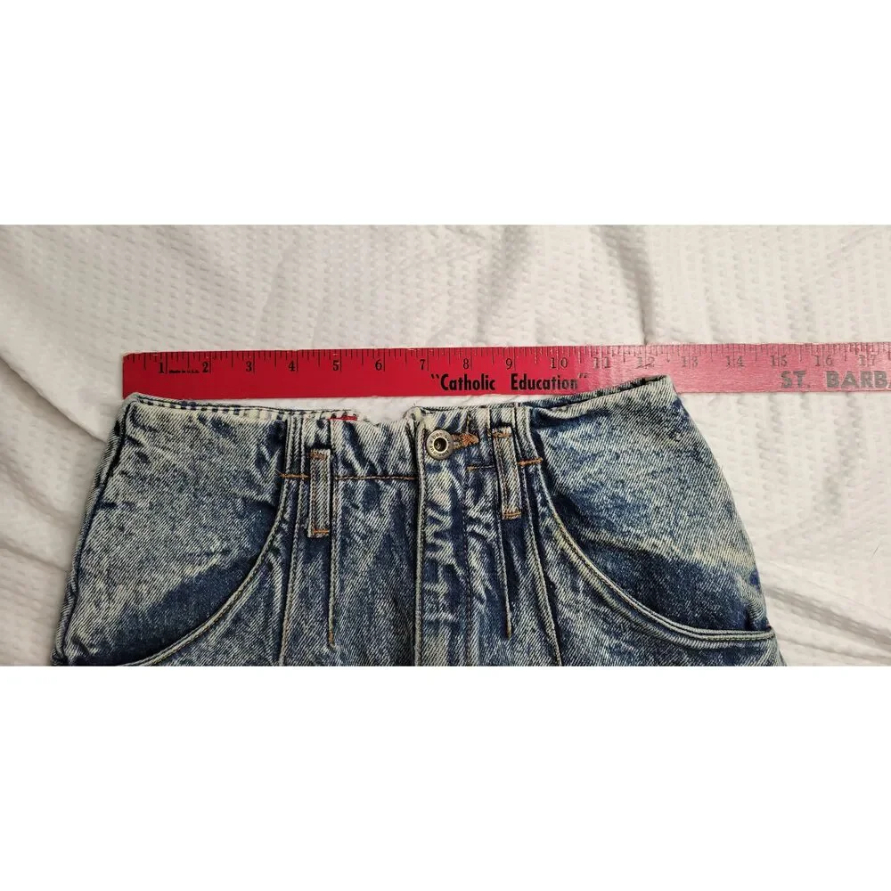 Retro Vintage boho 1970s denim acid wash jean skirt skirt size 3/4 - Picture 2 of 10